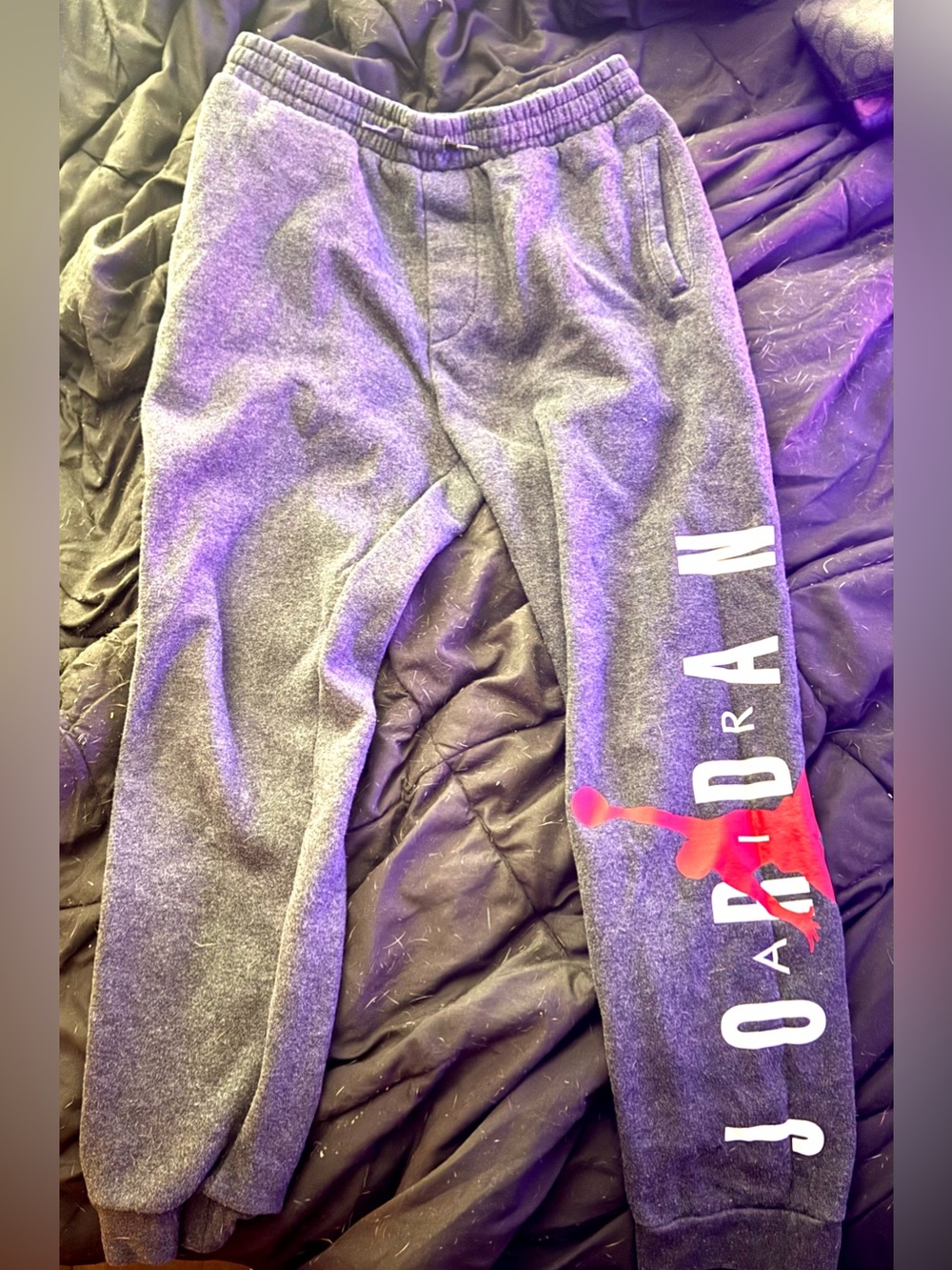 Jordan Kids' Gray Logo Fleece Sweatpants Sz. L